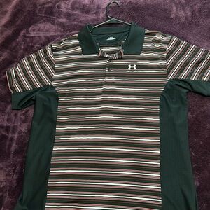 Under Armour Men's Polo Shirt - Black and Red Stripes